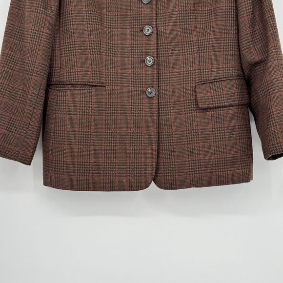 Embassy Row Vtg 100% Wool Tweed Zip Jacket Houndstooth Sz 16 Academia Old Money - Picture 3 of 8